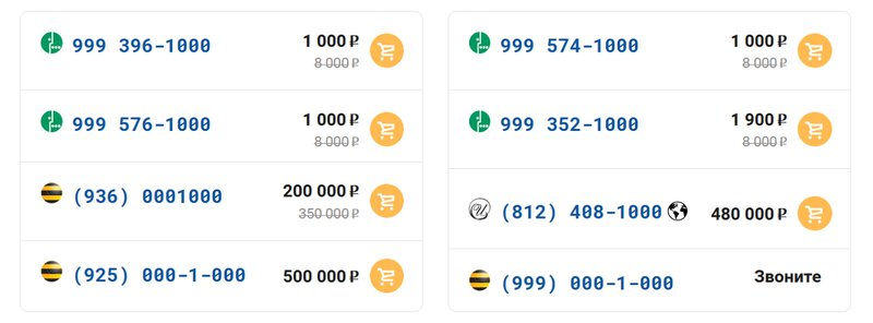 Красивые номера телефоно для контакного центра